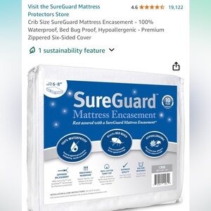 Standard size SureGuard crib mattress protector/encasement